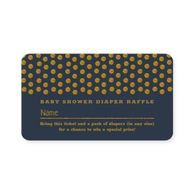 Blue and Gold Polka Dot , Diaper Raffle Ticket Enclosure Invitations