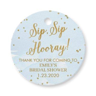 Blue and Gold Sip Sip Hooray Bridal or Baby Shower Favor Tags