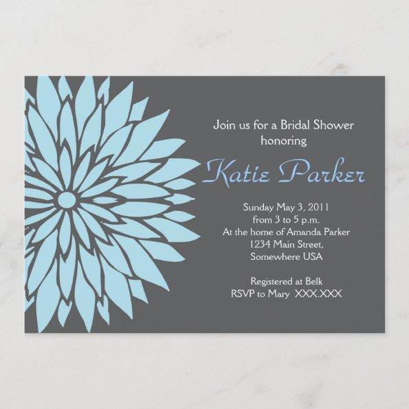 Blue and grey dahlia Flower Invitations