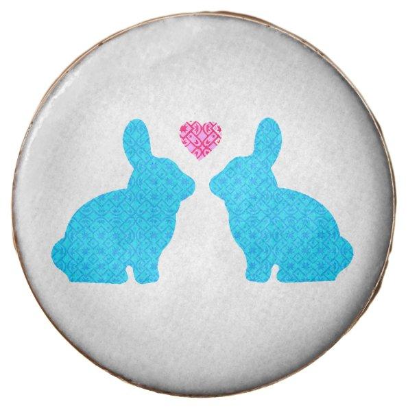 Blue and Pink Bunny in Love Chocolate Covered Oreo