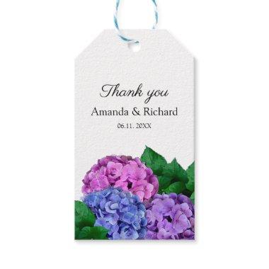 Blue And Pink Hydrangea Flowers Wedding Gift Tags