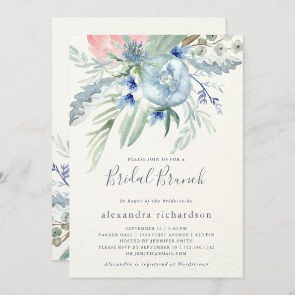 Blue and Pink Peony Bridal Brunch Invitations