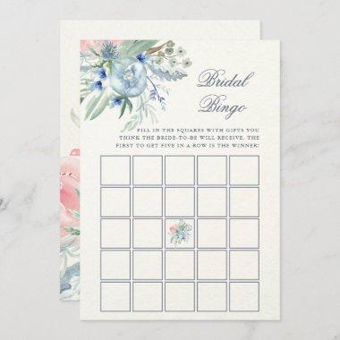 Blue and Pink Peony | Bridal Shower Bingo Game Invitations
