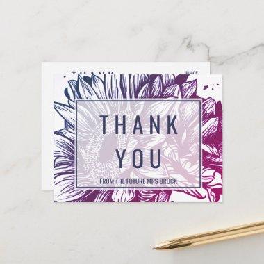 Blue and Purple Ombre Sunflowers Thank You PostInvitations