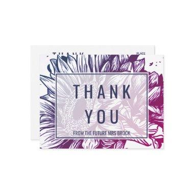 Blue and Purple Ombre Sunflowers Thank You PostInvitations