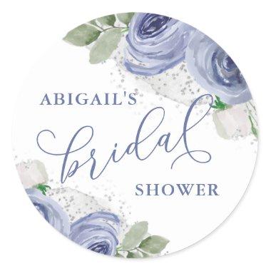 Blue and Silver Floral, Bridal Shower Favor Tags
