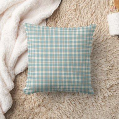 Blue and Tan Plaid Throw Pillow