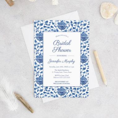Blue And White Antique Chinoiserie Bridal Shower Invitations