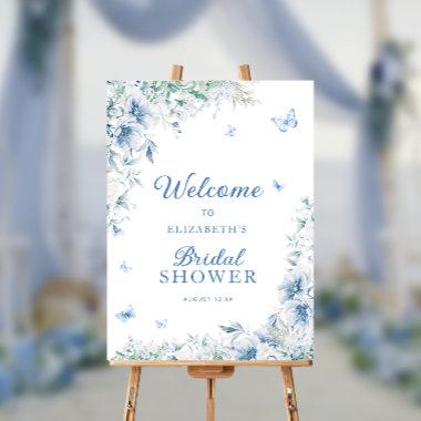 Blue and White Bridal Shower Welcome Foam Board