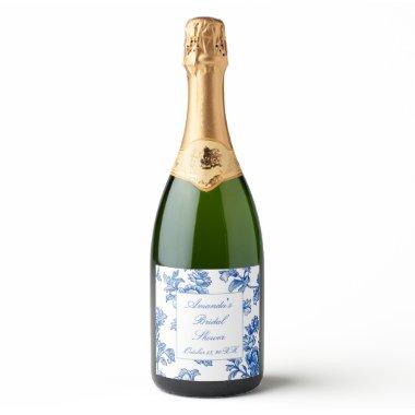 Blue and White Chinoiserie  Sparkling Wine Label