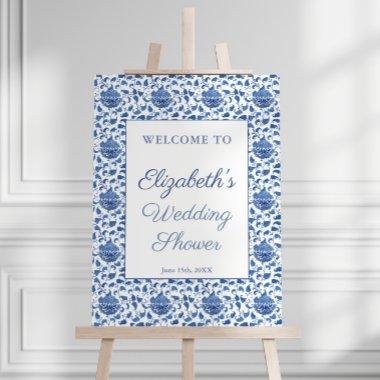 Blue And White Chinoiserie Wedding Shower Welcome Foam Board