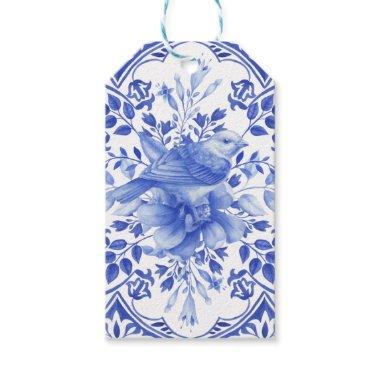 Blue and White Floral Tile with Bird Gift Tags