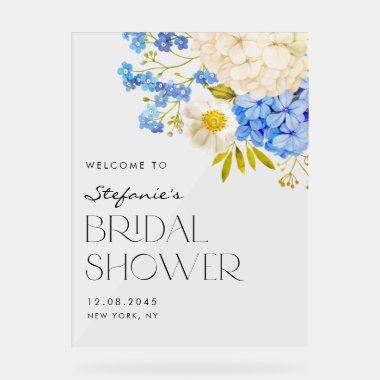 Blue and White Hydrangeas  Welcome Acrylic Sign