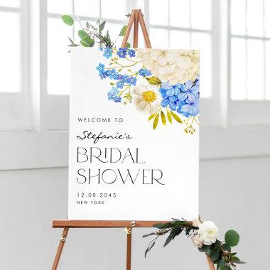 Blue and White Hydrangeas Bridal Shower Welcome Poster