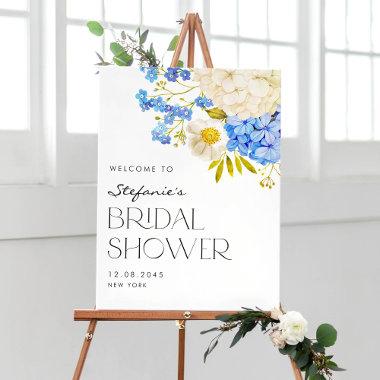 Blue and White Hydrangeas  Welcome Poster