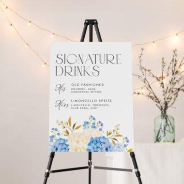 Blue and White Hydrangeas Wedding Signature Drinks Foam Board