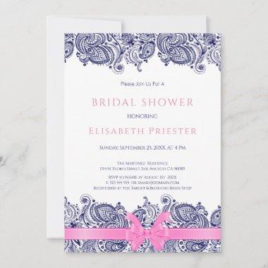 Blue And White Lace Bridal Shower Invite