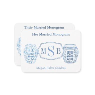 Blue And White Married Monograms  Enclosure