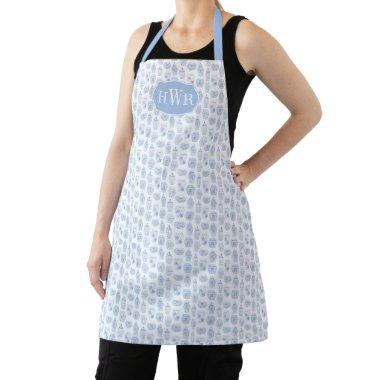 Blue And White Monogram Ginger Jar Wedding Gift Apron