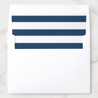Blue and White Striped w Silver Nautical Navy Envelope Liner