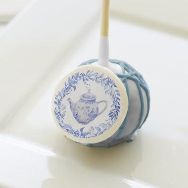 Blue and White Tea Pot with Wreath Cake Pops