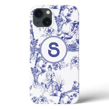 Blue and White Toile iPhone 13 Case