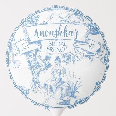 Blue and White Toile de Jouy Bridal Shower Balloon