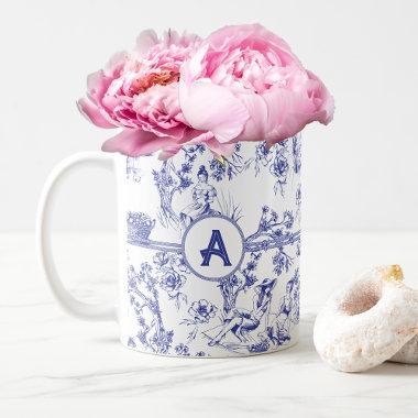 Blue and White Toile de Jouy Bridal Shower Coffee Mug