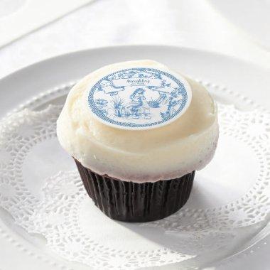 Blue and White Toile de Jouy Bridal Shower Edible Frosting Rounds