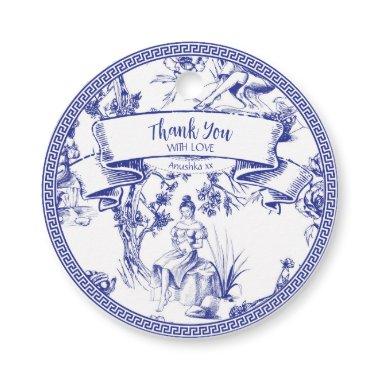 Blue and White Toile Favor Tags