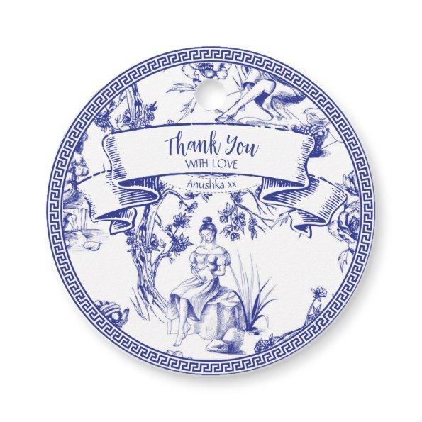 Blue and White Toile Favor Tags