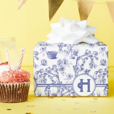 Blue and White Toile Wrapping Paper