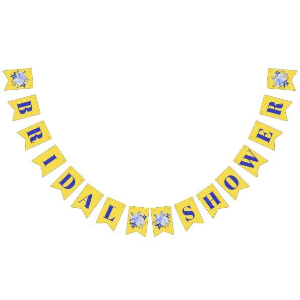 Blue and Yellow Bridal Shower Bunting Flags