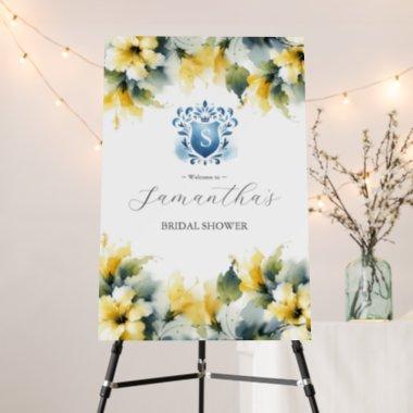 Blue and Yellow Floral Bridal Shower Welcome Signs
