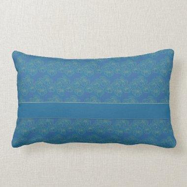 Blue and Yellow Floral Design Sofa Cushion