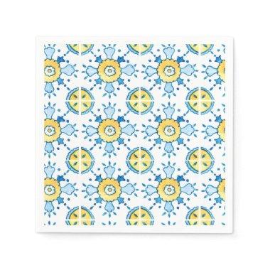 Blue and Yellow Mediterranean Tile Paper Napkin