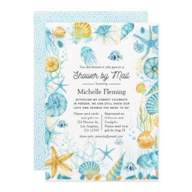 Blue and Yellow Sea Life Shower by Mail Invitations