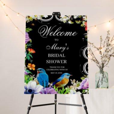 Blue Bird And Botanical Bridal Shower welcome Sign