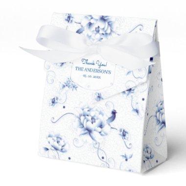 Blue Bird Rose Chinoiserie Floral Favor Boxes
