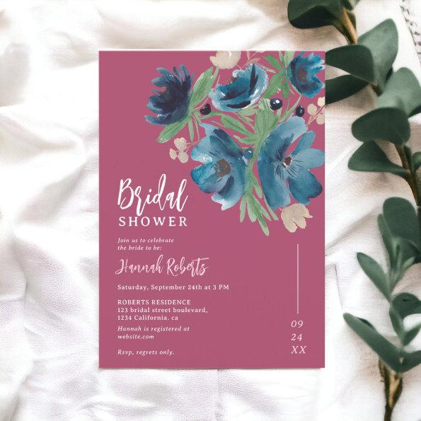 blue bohemian floral watercolor