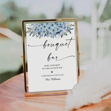 Blue Boho  Bouquet Bar Sign