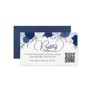 Blue Boho Roses  Registry QR Code Enclosure