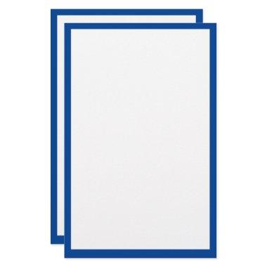 Blue Border Edge Solid White Plain Custom Color Stationery