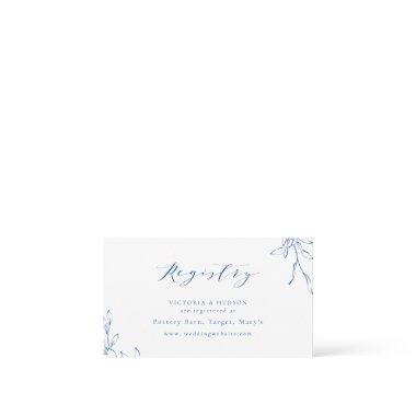 Blue botanical crest monogram bridal Registry Invitations