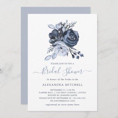 Blue Bouquet | Watercolor Floral Bridal Shower Invitations