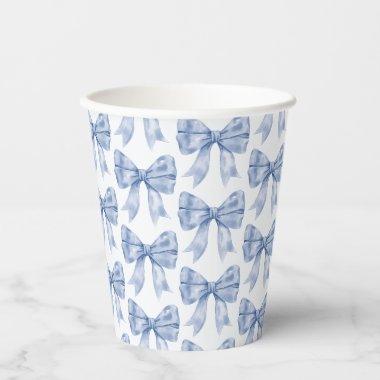Blue Bow Baby or , Birthday Party Paper Cups