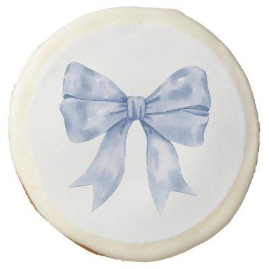 Blue Bow Baby or , Birthday Party Sugar Cookie