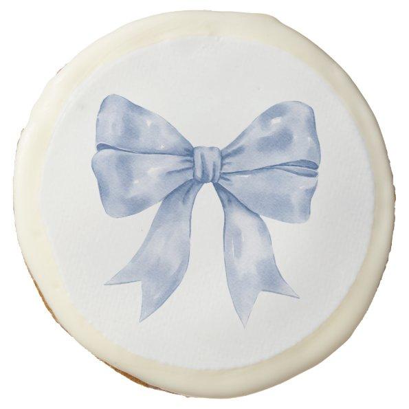 Blue Bow Baby or , Birthday Party Sugar Cookie