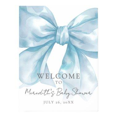 Blue Bow Baby Shower Welcome Sign