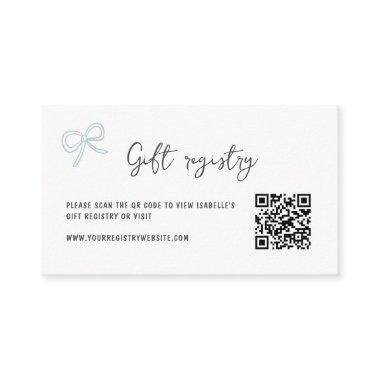 Blue Bow  QR Code Gift Registry Enclosure
